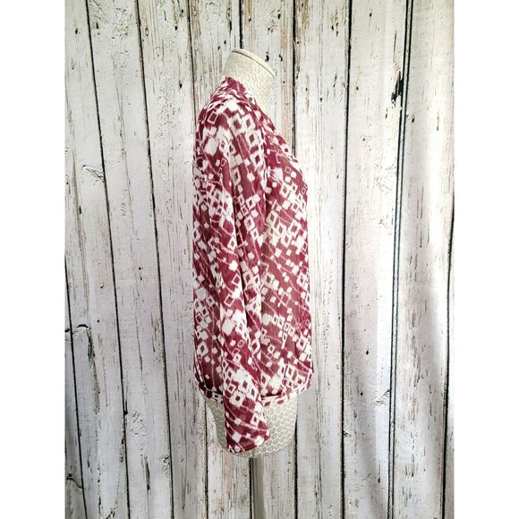 ALK Women's XS Nanette Lepore Burgundy Sheer Bell Sleeve Blouse Shirt Top EUC! - Picture 3 of 9